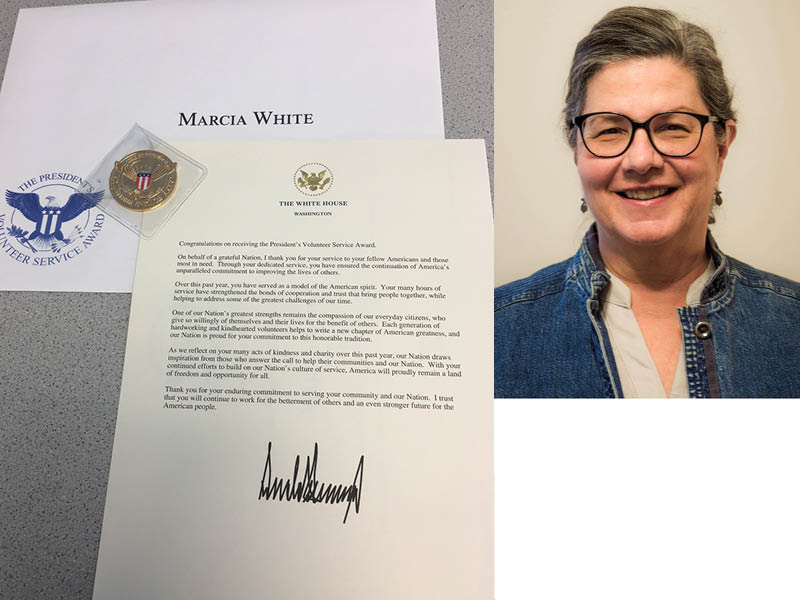 Marcia White receives the President’s Volunteer Service Award