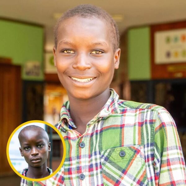 Boy smiling after brain surgery