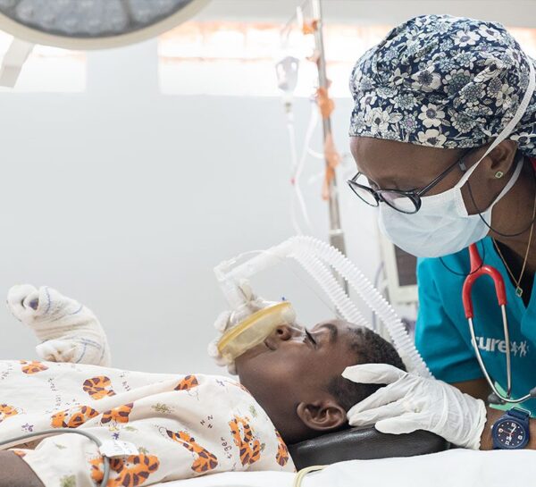 Child under anesthesia before surgery