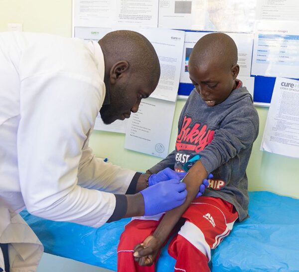 Child getting tested at a lab