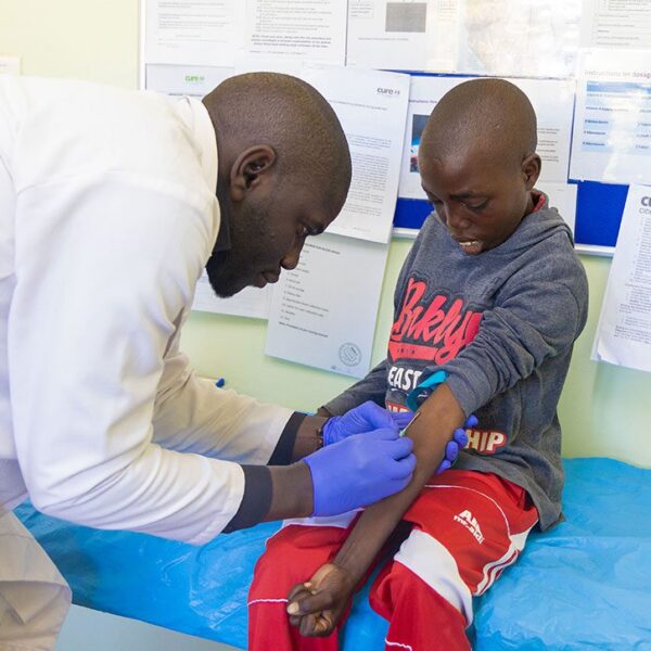 Child getting tested at a lab