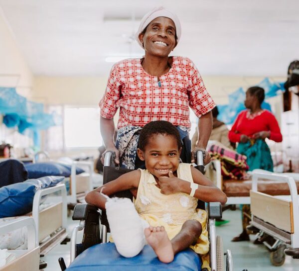 child patient in wheelchair