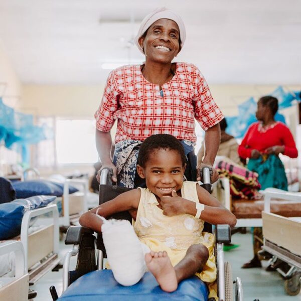 child patient in wheelchair