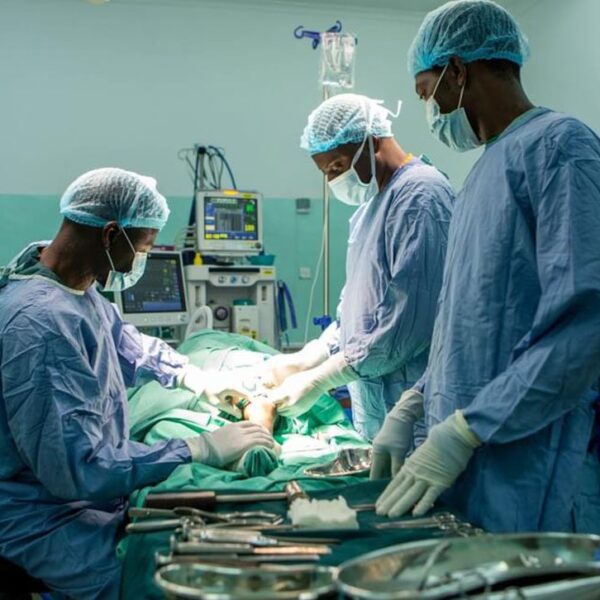 Doctors in scrubs in surgery